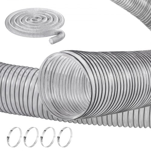 Dulkių siurbimo žarna VEVOR 4" x 50', PVC su plienine vija
