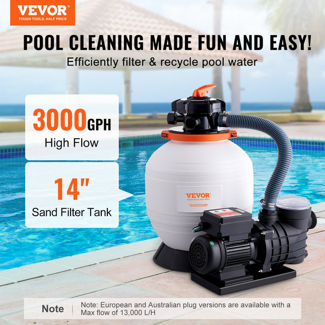 Smėlio filtras su siurbliu VEVOR HCP370-D, 13 000 l/val.