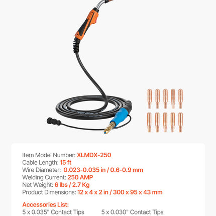 MIG suvirinimo degiklis VEVOR XLMDX-250, 250 A