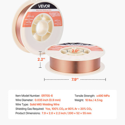 MIG suvirinimo viela VEVOR ER70S-6, 0.9 mm, 4.5 kg