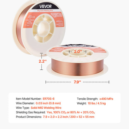 MIG suvirinimo viela VEVOR ER70S-6, 0.8 mm, 4.5 kg