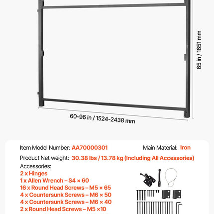 Vartų rėmo montavimo rinkinys VEVOR AA70000301, reguliuojamas plotis 152–244 cm