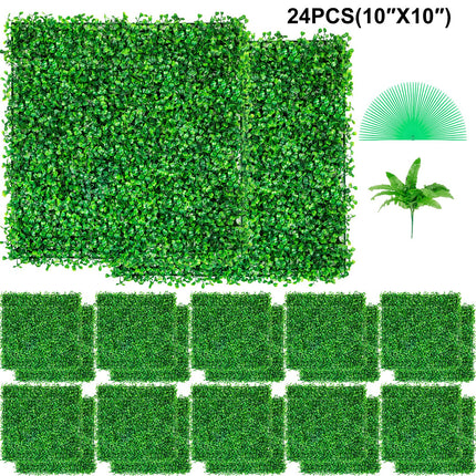Dirbtinės buksmedžio sienelės panelės VEVOR 24 vnt., 25x25 cm