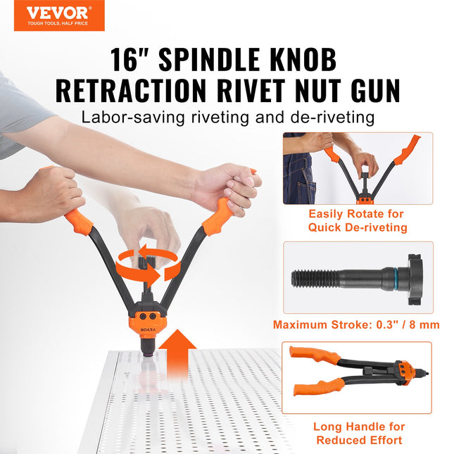 Kniediklis srieginėms kniedėms VEVOR DY-8804, 40,6 cm