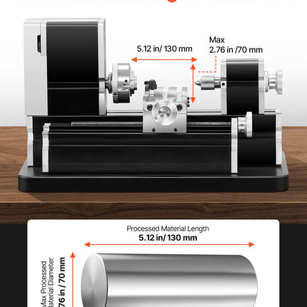 Mini metalo tekinimo staklės VEVOR 7X12, 20 000 sūk./min.
