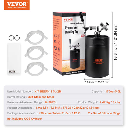 Alaus pilstymo sistema VEVOR KIT BEER-12 5L-2B, 5 l