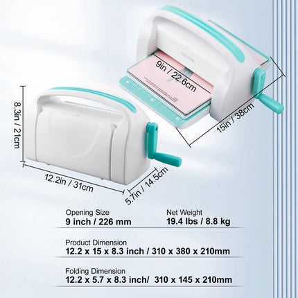 Rankinė kirtimo ir embosavimo mašina VEVOR 26041-NKIT, 22,9 cm anga