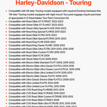 Motociklo atlošas su bagažine VEVOR 1504, skirtas Harley-Davidson Touring