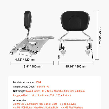 Motociklo atlošas su bagažine VEVOR 1504, skirtas Harley-Davidson Touring