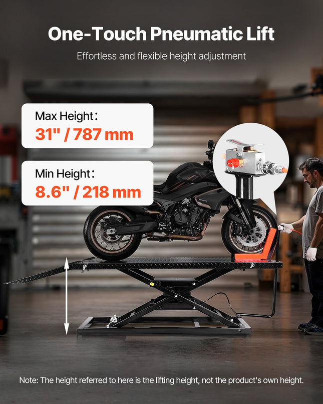Pneumatinis motociklų keltuvas VEVOR JL-M03804, 680 kg
