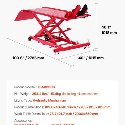 Motociklų pakėlimo platforma VEVOR JL-M03108, 450 kg keliamoji galia