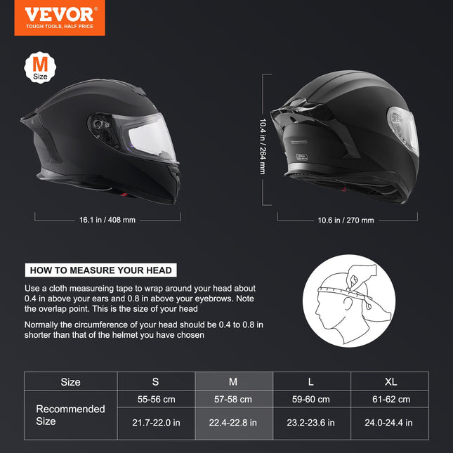 Motociklininko šalmas VEVOR WLT-169, M dydis