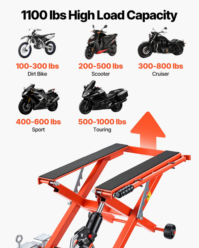 Hidraulinis motociklų keltuvas VEVOR JL-M01108, 499 kg