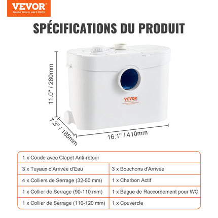 Smulkinantis nuotekų siurblys VEVOR FLO700, 700 W