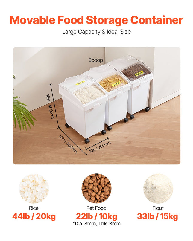 Birių produktų talpų rinkinys VEVOR F-8890, 3 x 25 l