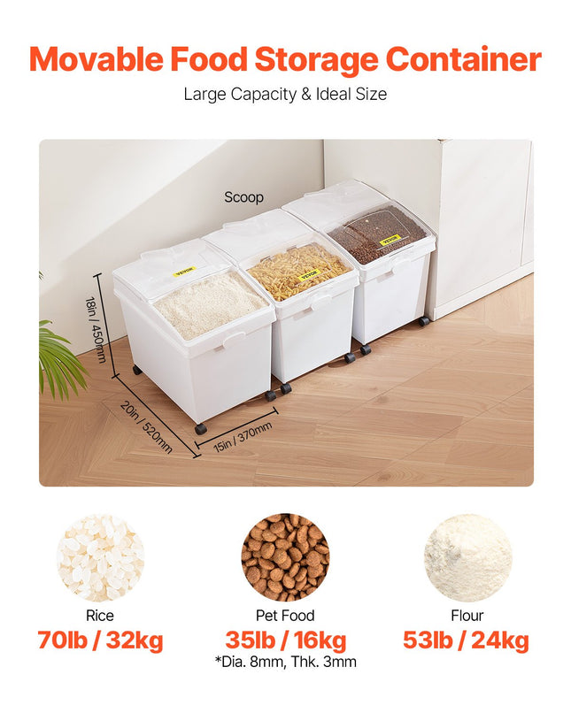 Ingredientų talpų rinkinys VEVOR F-8891, 40 l (3 vnt.)