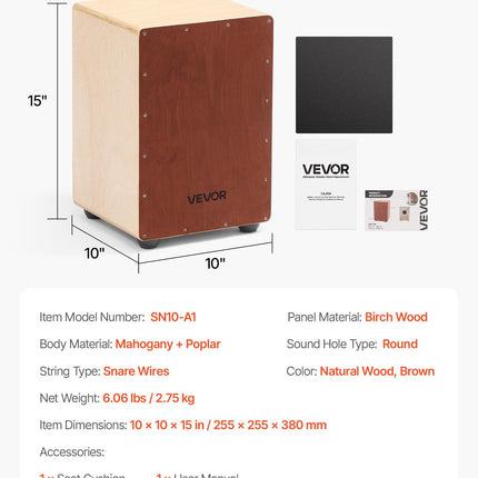 Kachonas (Cajon) VEVOR SN10-A1, 255 x 255 x 380 mm