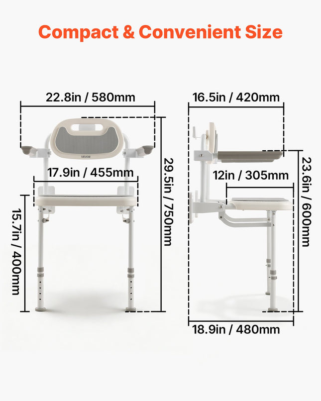 Sieninė sulankstoma dušo kėdė VEVOR YJL8980-4, 150 kg apkrova