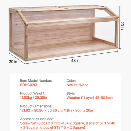 Medinis žiurkėnų narvas VEVOR SDHC020L, 122 x 51 x 51 cm