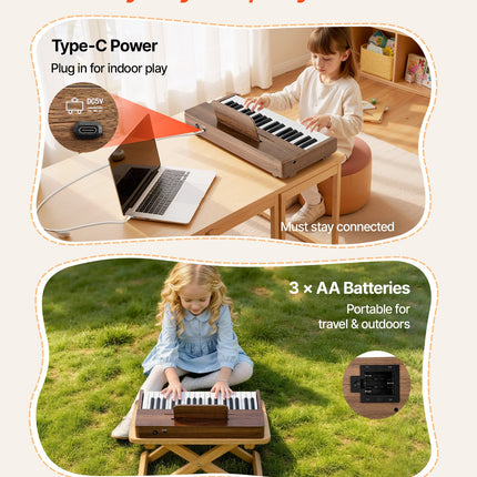 Vaikiškas skaitmeninis pianinas VEVOR SLW3706G, 37 klavišai