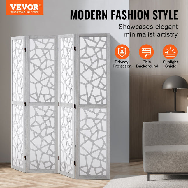 Medinė kambario pertvara VEVOR SS-006-4P-WH, 4 dalių, 170 cm aukščio