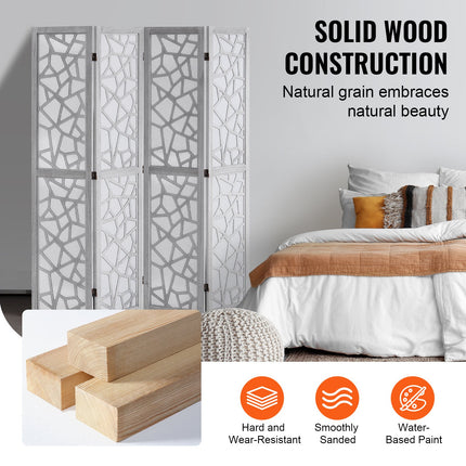 Medinė kambario pertvara VEVOR SS-006-4P-WH, 4 dalių, 170 cm aukščio