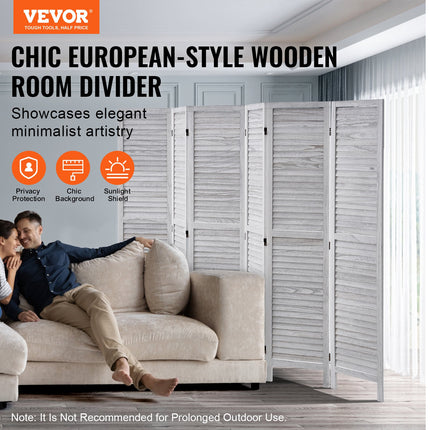 Medinė širma VEVOR SS-004-6P-WH, 6 dalių, 170 cm aukščio