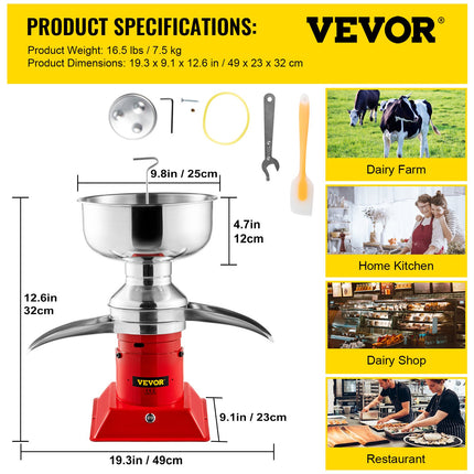 Pieno separatorius VEVOR KL-50X, 100 l/val.