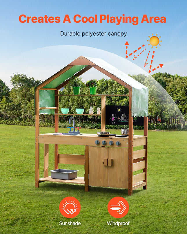 Lauko virtuvėlė vaikams VEVOR AC8284, kedro medienos