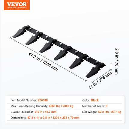 Kaušo peilis su dantimis VEVOR ZZ0348, 120 cm pločio