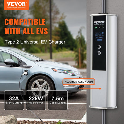 Nešiojamas elektromobilių įkroviklis VEVOR EV-B07-EU022B, 22 kW