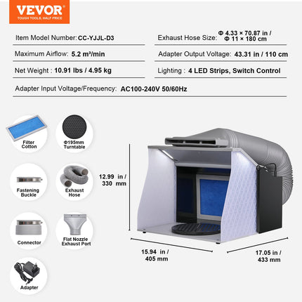 Aerografo dažymo kamera VEVOR AH310, 5,2 m³/min oro srautas