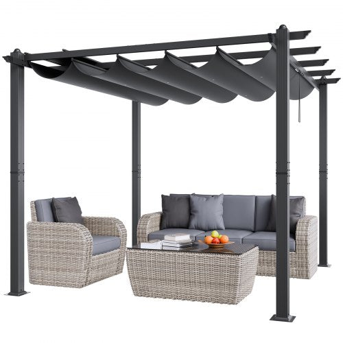 Pergola VEVOR JDG-098-33DBE, 3x3 m su ištraukiamu stogeliu