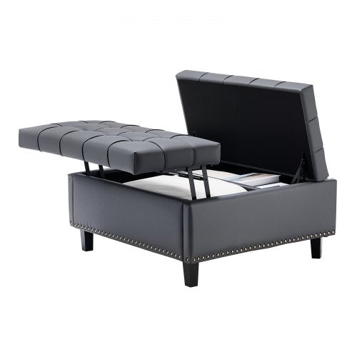 Kvadratinis pufas su daiktadėže VEVOR CWD0095CA-KD-GRAY, 80 cm