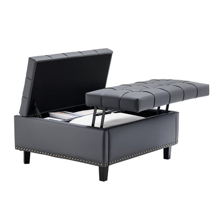 Kvadratinis pufas su daiktadėže VEVOR CWD0095CA-KD-GRAY, 80 cm