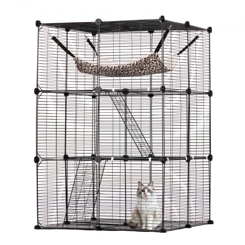 Trijų aukštų narvas katėms VEVOR LS0262, 71x71x104 cm