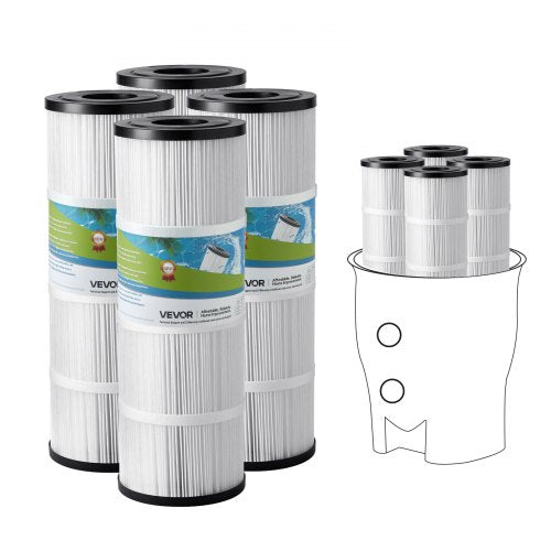 Baseino filtrų kasetės VEVOR GL-320-1, 4x80 kv. pėdų