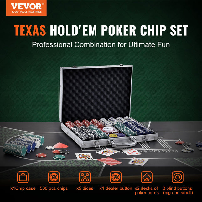 Pokerio žetonų rinkinys VEVOR YC-500-1, 500 vnt.