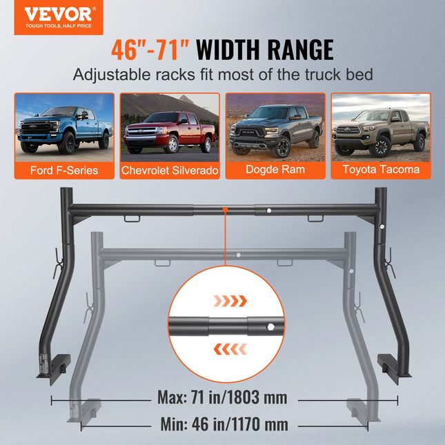 Pikapo krovinių laikiklis VEVOR Extendable Truck Rack, 363 kg keliamoji galia