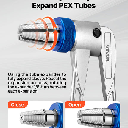 PEX vamzdžių plėtimo įrankių rinkinys VEVOR CT-100A-PEX, 4 plėtimo galvutės