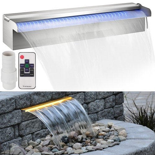 Baseino krioklys VEVOR 45 cm, nerūdijančio plieno su LED apšvietimu