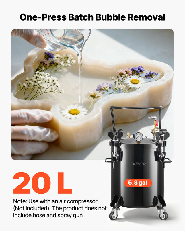 Slėginis indas dervai VEVOR R8363H, 20 L