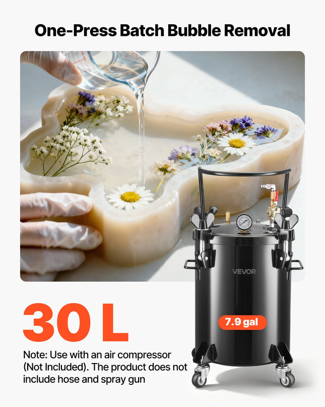 Slėginis indas dervai VEVOR R8311H, 30 L