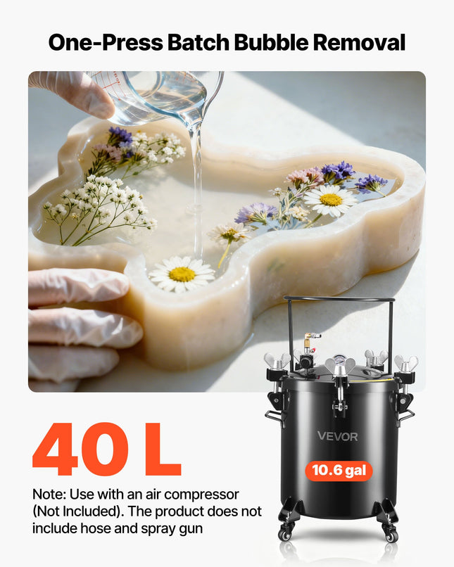 Slėginis bakas dervai VEVOR JY-ZDX40L, 40 l