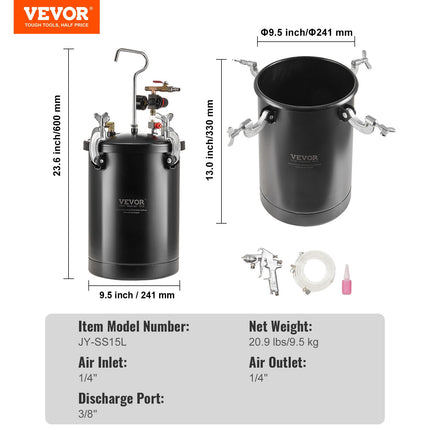 Dažų purškimo bakas VEVOR JY-SS15L, 15 l