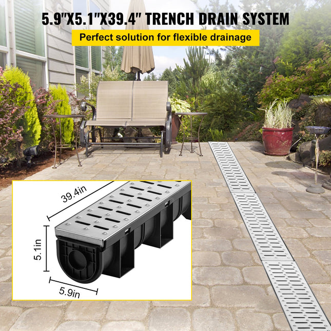 Linijinio drenažo sistema VEVOR PSG100*100*3M, 150x130 mm