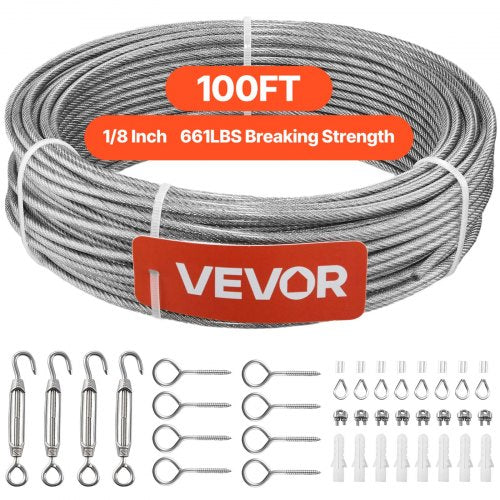 Plieninio lyno rinkinys VEVOR QD304PVC-021, 3,2 mm x 30,5 m
