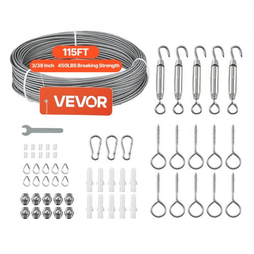Plieninis trosas su priedais VEVOR QD304PVC-019, 35,1 m