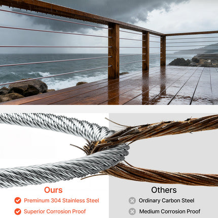 Plieninis trosas su priedais VEVOR QD304PVC-019, 35,1 m