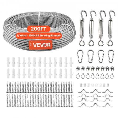 Plieninis trosas VEVOR QD304PVC-024, 61 m ilgio